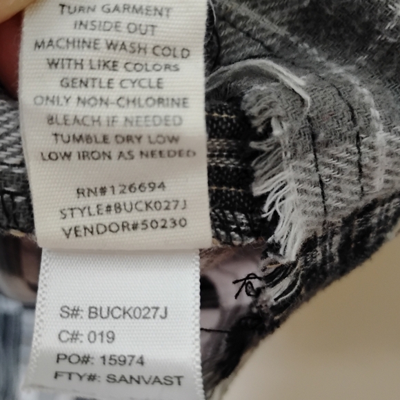 Gilded Intent Patchwork Fringe Flannel Shirt Small | Western Cowgirl Fall Casual - Picture 8 of 8